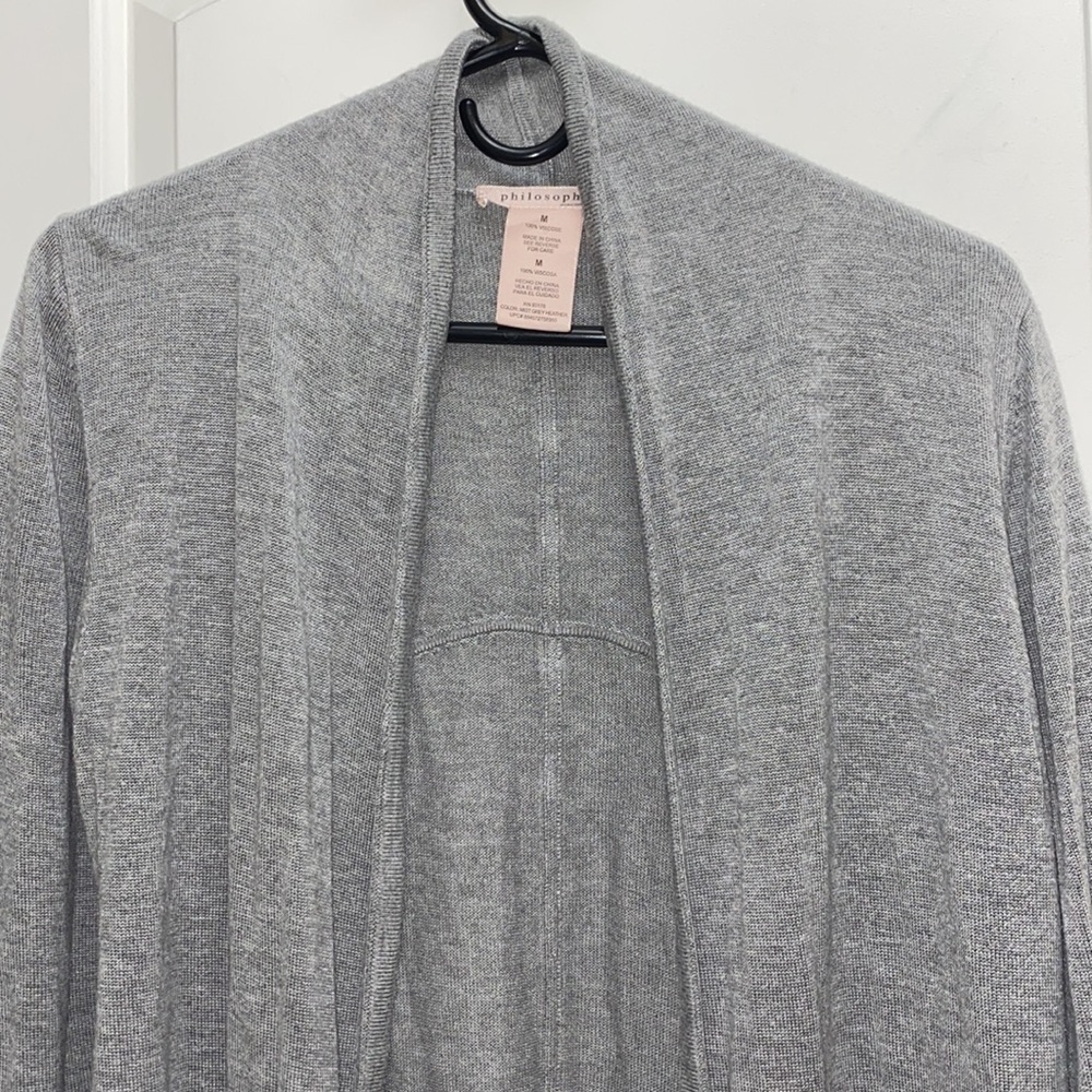 Philosophy gray long sleeve open cardigan sweater size medium - Picture 3 of 8